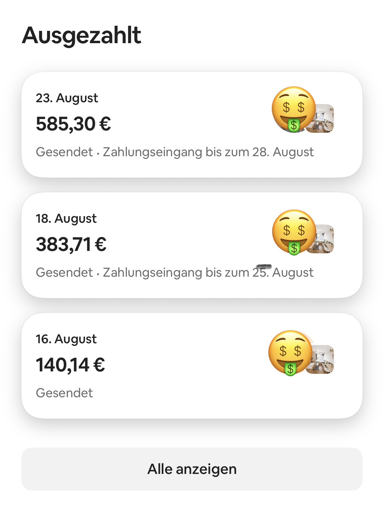 Meine Auszahlungen im August 2026 – 1.627,99 €
